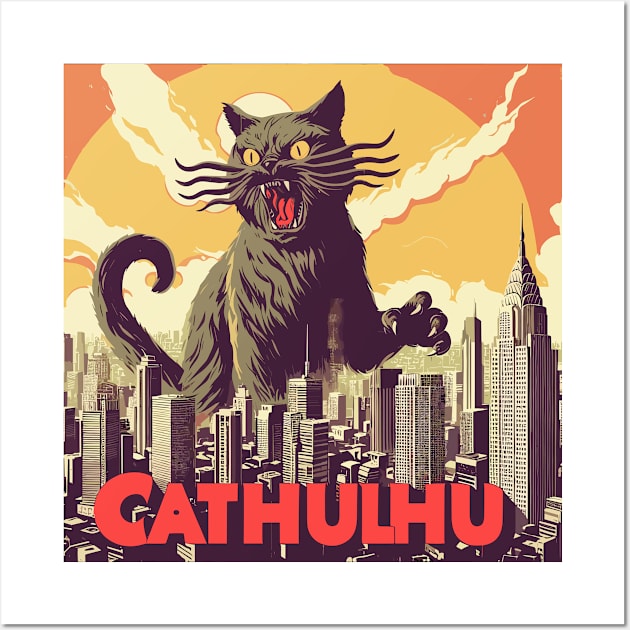 Retro Cathulhu in New York Wall Art by TomFrontierArt